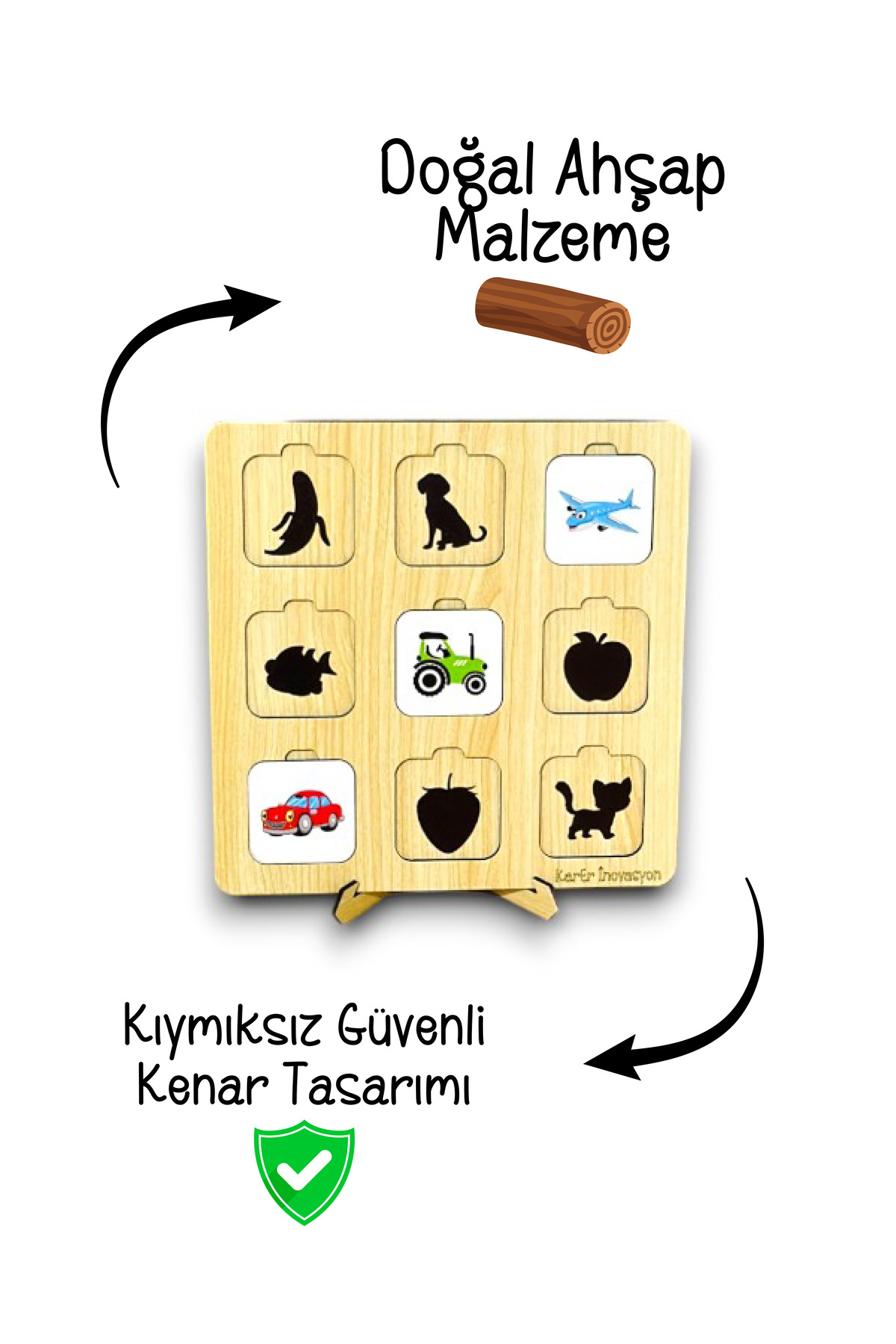 Bellacasa Gölge Eşleme Kartı Ahşap Oyun, Eğitici Oyuncak, Montessori Eğitim Oyuncak,Motor Zeka Oyuncak fotoğrafı 2 (önizleme)