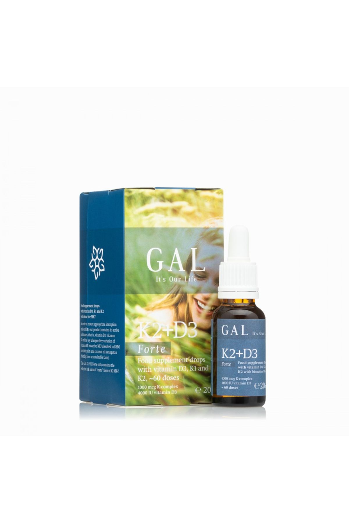 Gal Vitamina D3 K2 Forte, 1000 Mcg K Complex 4000 Iu D3, 60 Doze - One Size