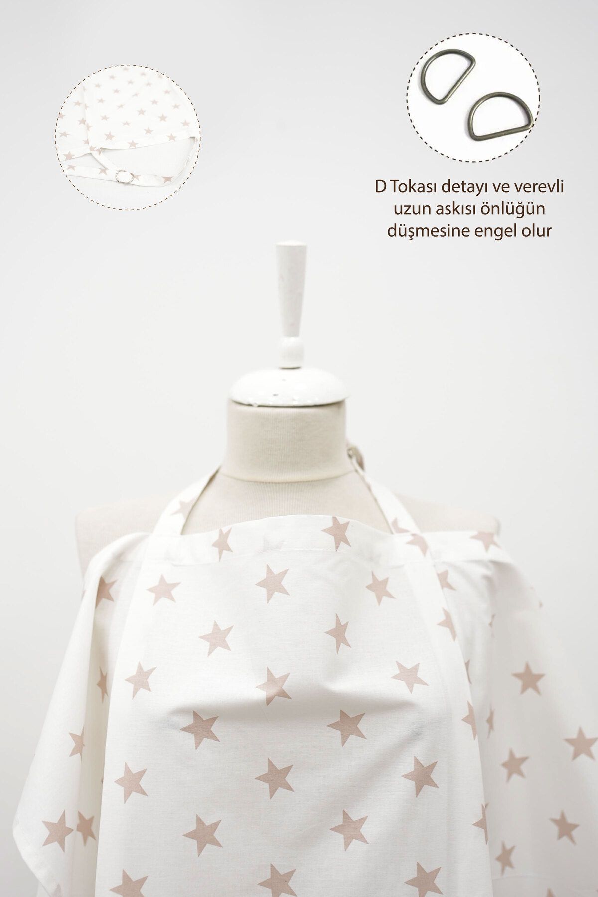 mordesign-Multi-Purpose Baby Nursing Cover; Stroller, Stroller Cover, Nursing Bib, Big Star, White-Beige 2