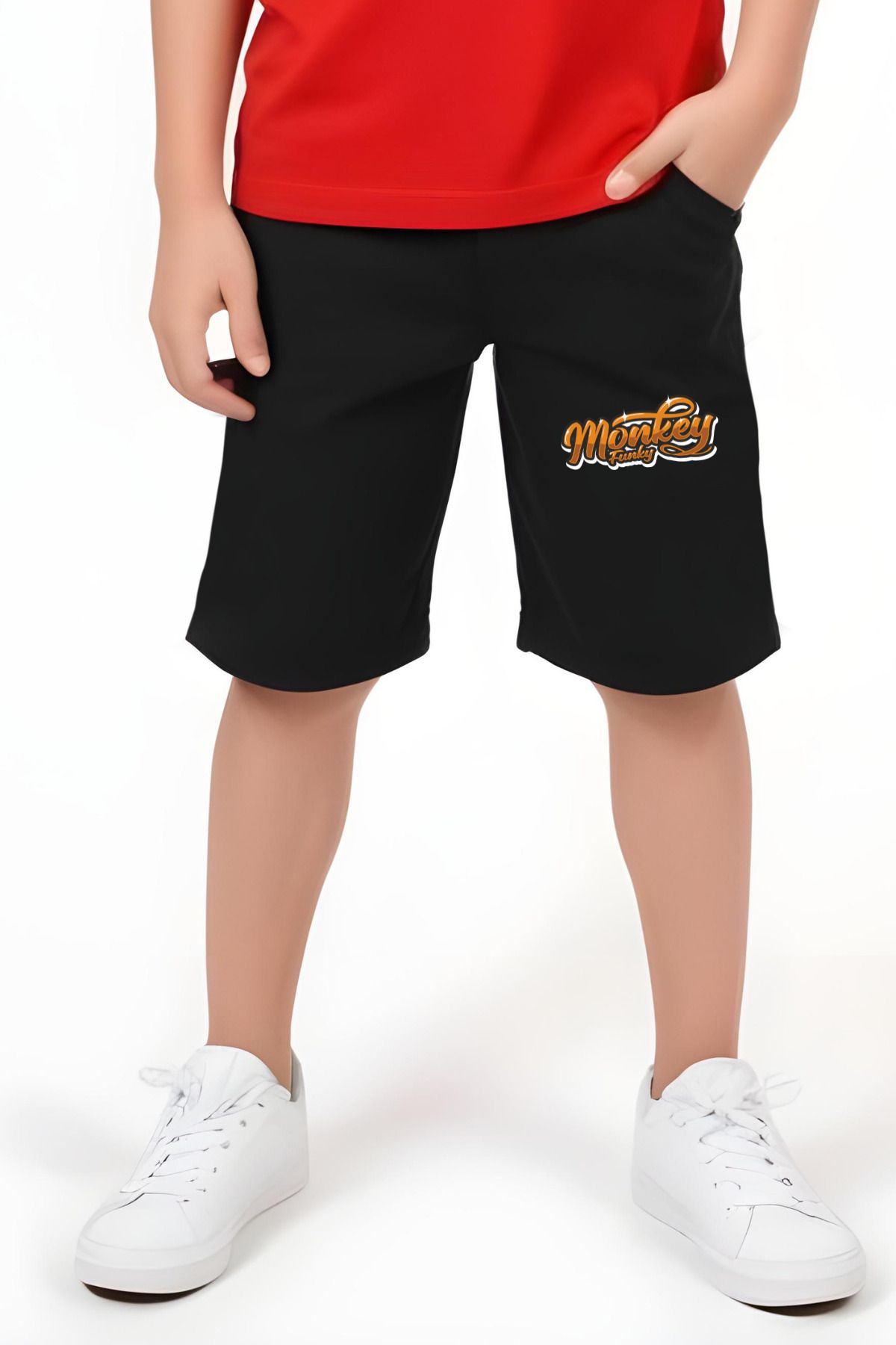 panios kids-Rich Monkey Printed Boys' Sling T-Shirt and Shorts Bottom-Top Set 3