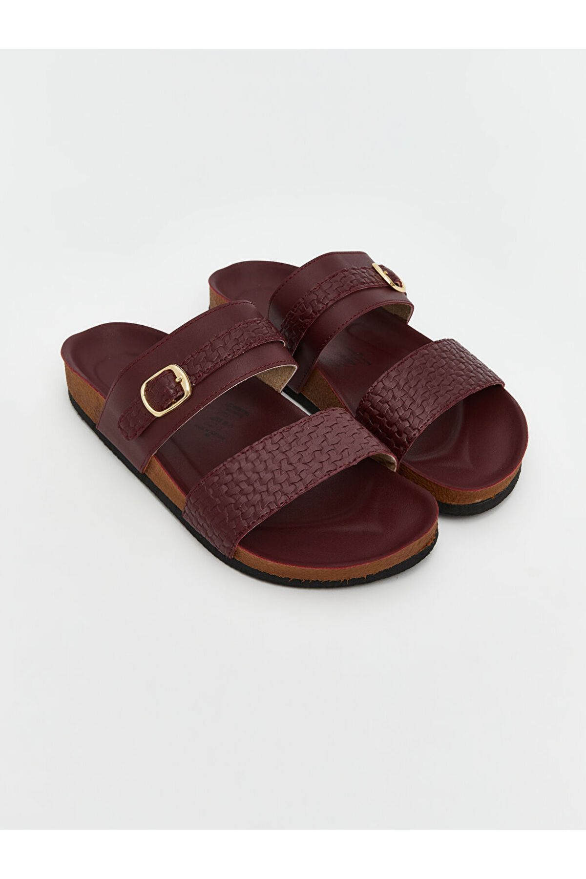 LC Waikiki LCW STEPS Bordo Çift Bantlı Kadın Terlik