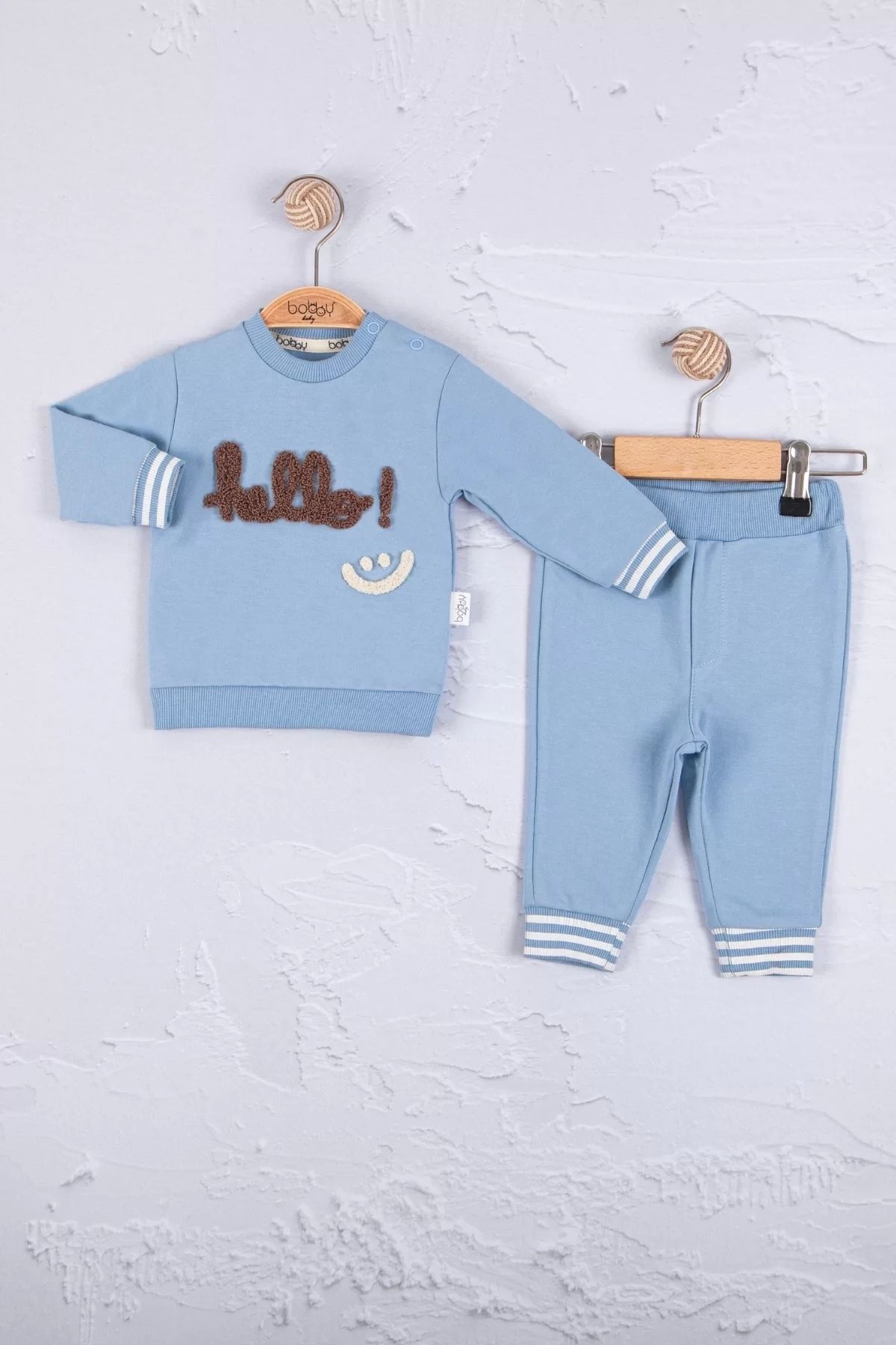 Mode Cool-Hello Embroidered 100% Cotton 2-Piece Baby Boy Set 1