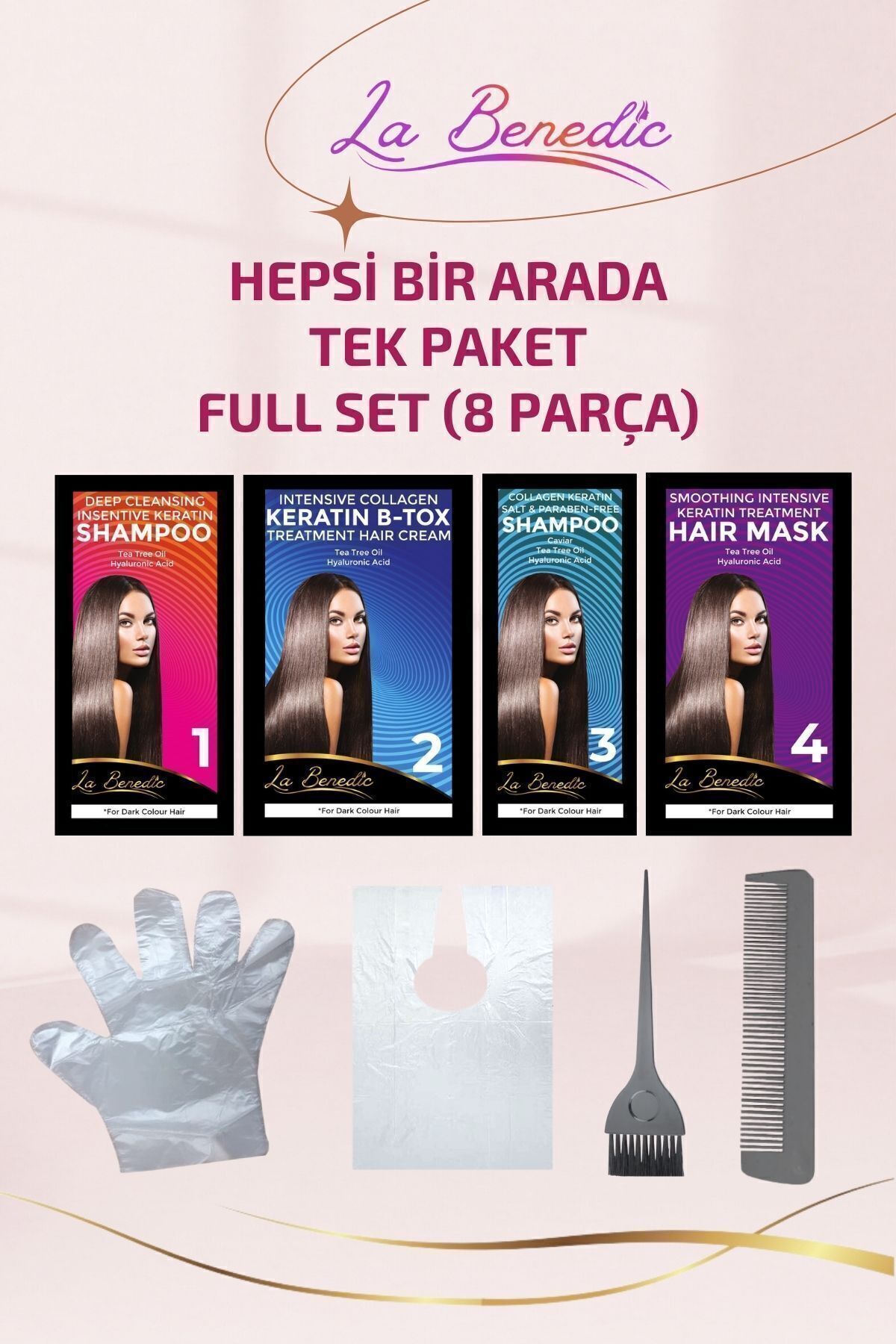 AVANTAJLI KERATİN BOTOX ONARICI VE DÜZLEŞTİRİCİ FULL SET (KOYU RENKLİ SAÇLAR İÇİN) — ST00010 — تصویر 8 از 9