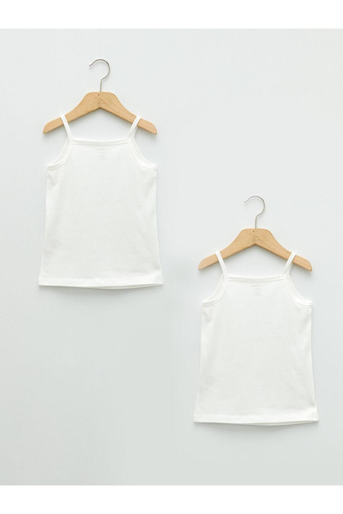 LC Waikiki Kare Yaka Askılı Basic Pamuklu Kız Bebek Atlet 2'li (S2) fotoğrafı 2 (önizleme)