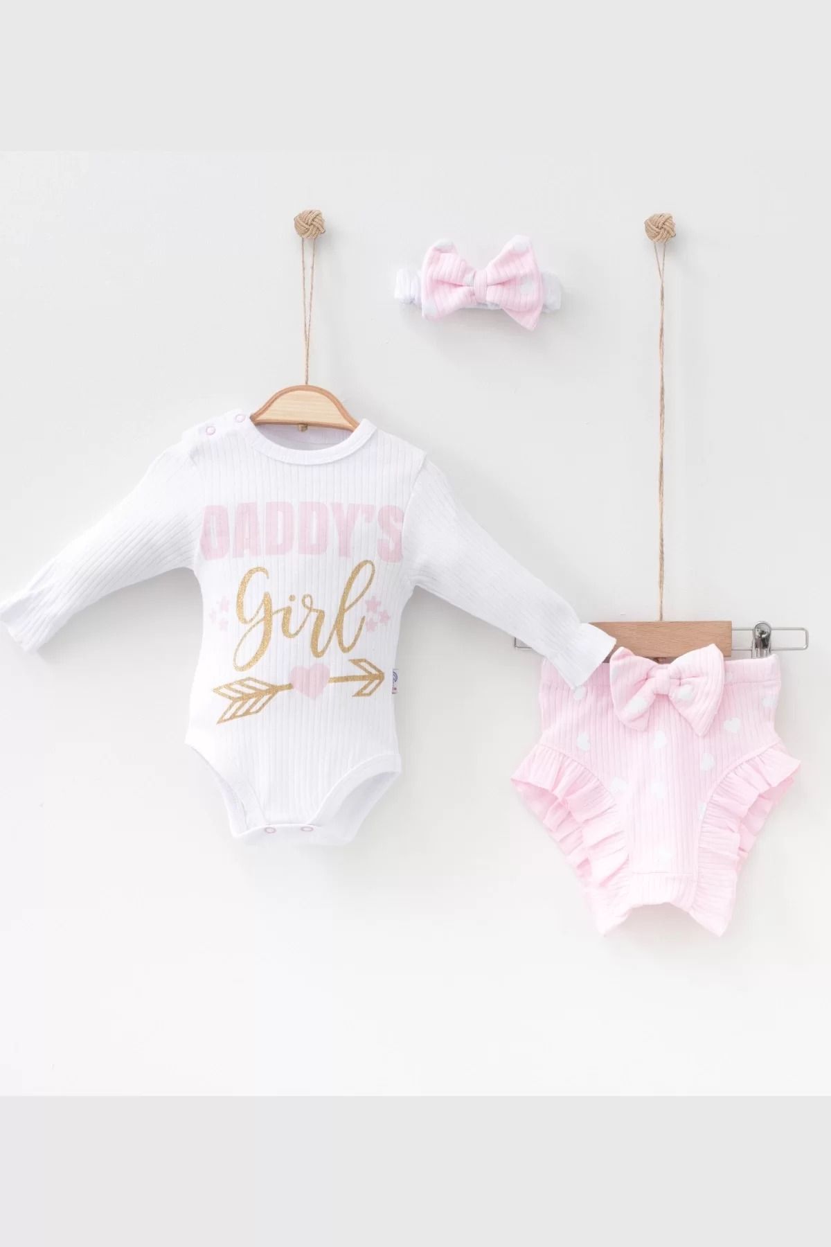 karadağsb Daddy'S Girl Bandanalı Kız Bebek Takımı