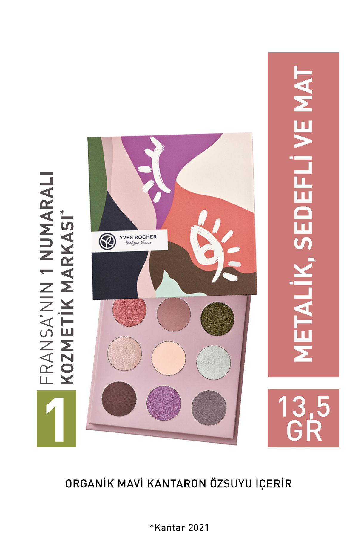 Yves Rocher-Highly Pigmented Matte Finish 9-Piece Eyeshadow Palette with Soft and Pearl Powder Texture - Lilac 1