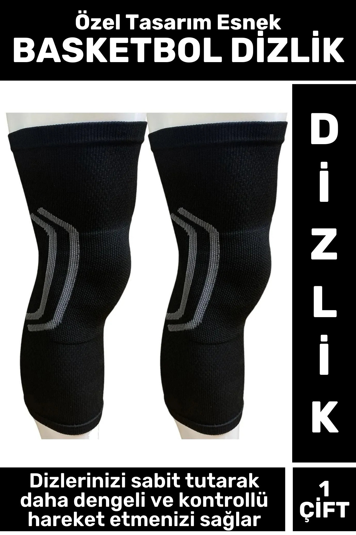 Wintoup Premium Yüksek Kaliteli Esnek Nefes Alabilen Terletmez Denge Sabitleyici BASKETBOL DİZLİĞİ M Beden