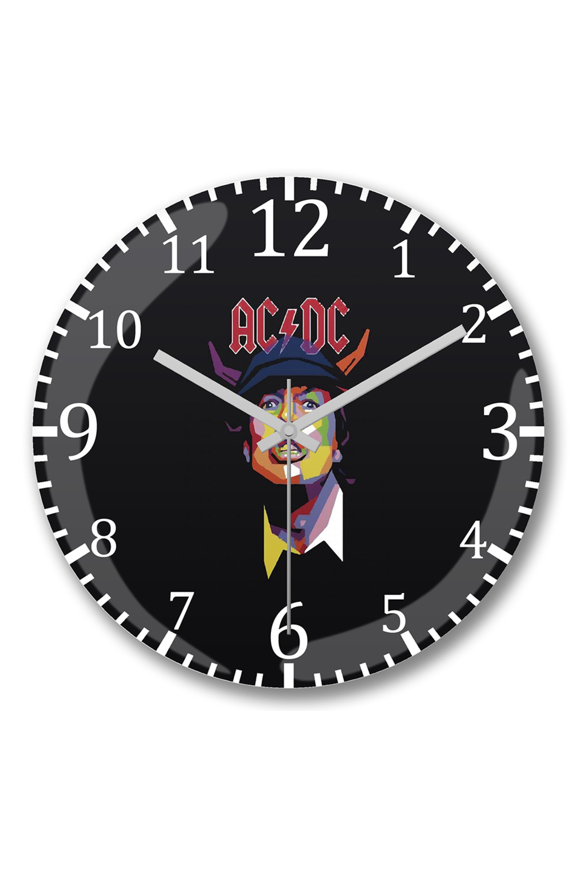 Band Ac Dc Rock Wall Clock Curved Real Glass