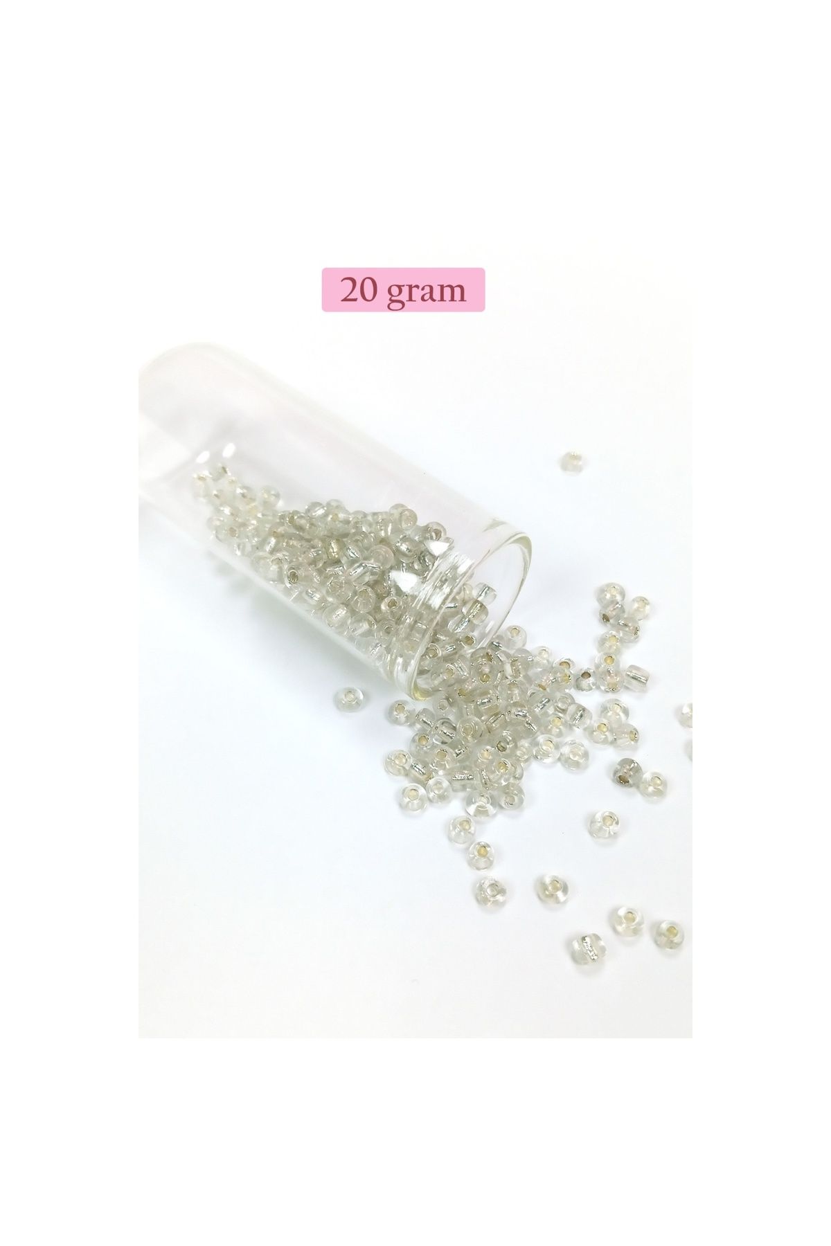 maarketim Dökme Cam Kum Boncuk Büyük Boy (6/0) 4 mm - 20 Gram - Şeffaf
