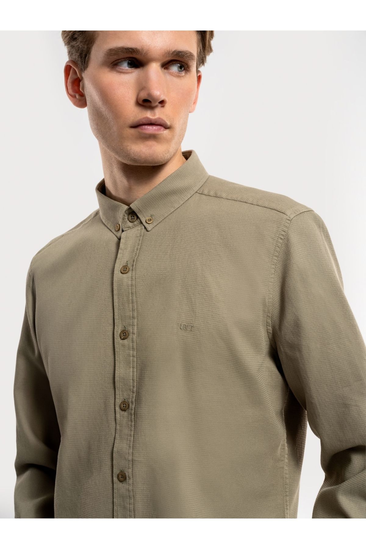 Loft-Men's Light Khaki Long Sleeve Shirt - Lf 2030872 3