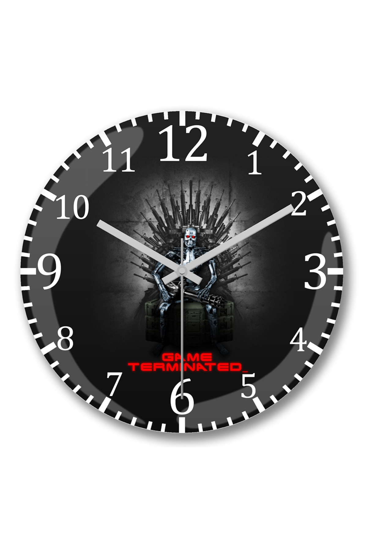 BASKI DÜNYASI Terminator Game Terminated Wall Clock Curved Real Glass ...