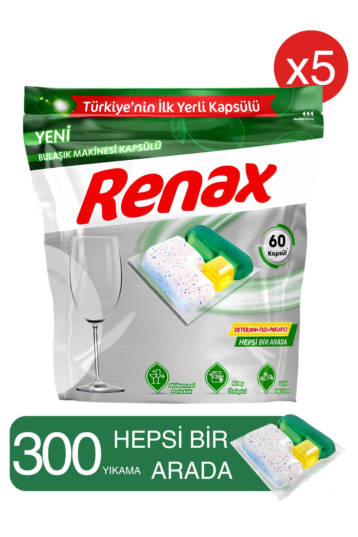 RENAX Bulaşık Makinesi Kapsülü Hepsi Bir Arada 300 Lü