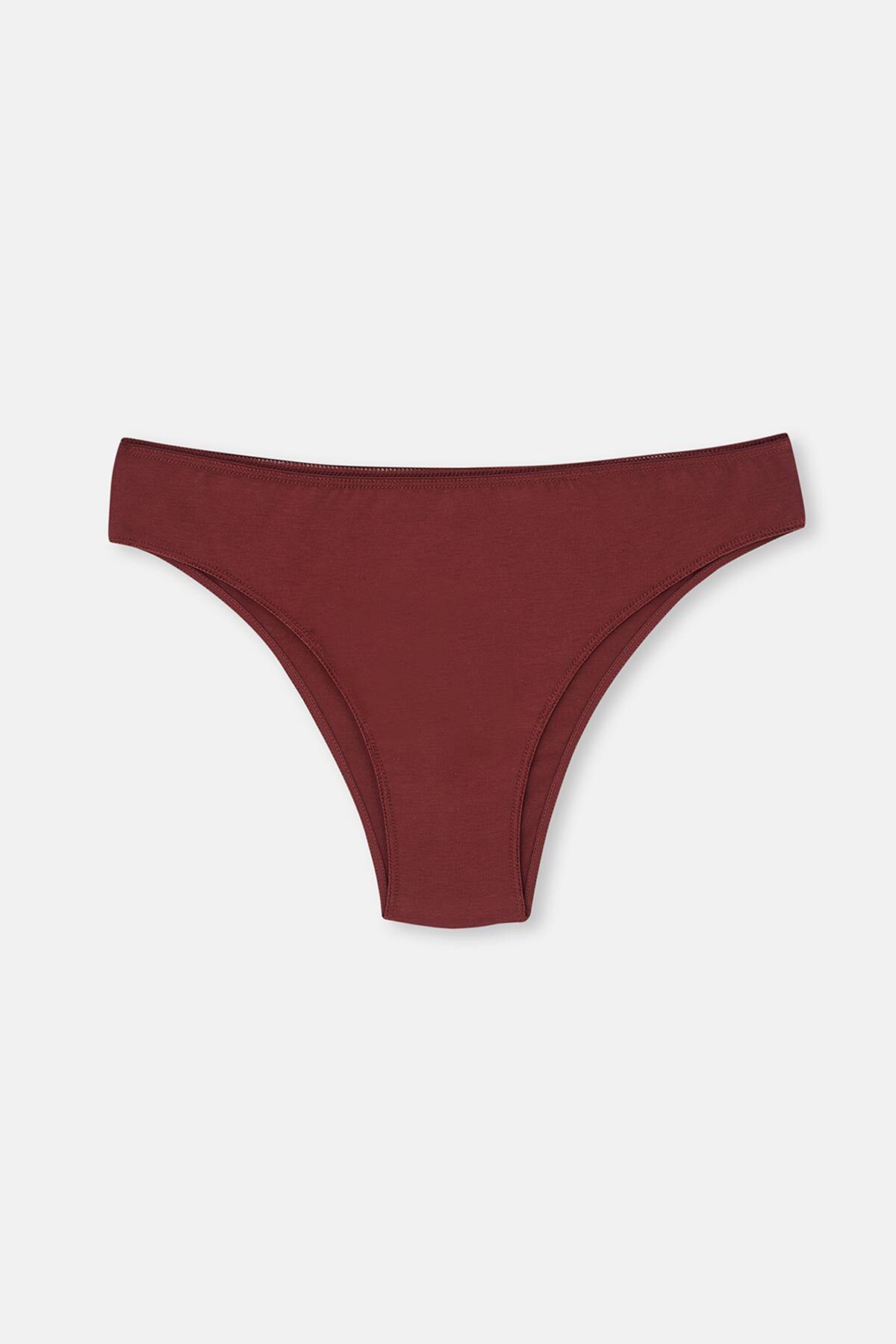 Dagi-Burgunder-Dunkelbraun Damen 3-teiliges gemustertes Brazillian Höschen 6