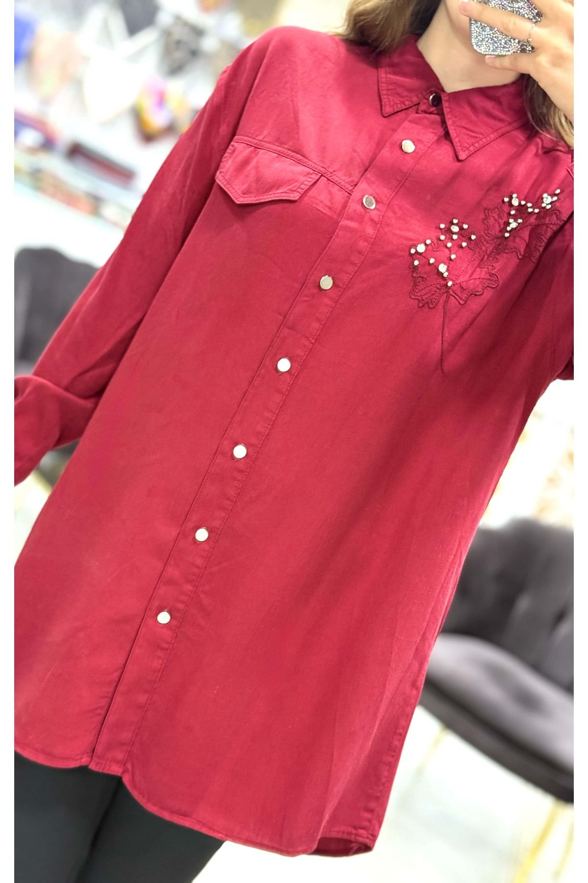 Magazin-Large Size Stone Flower Embroidery Shirt 2