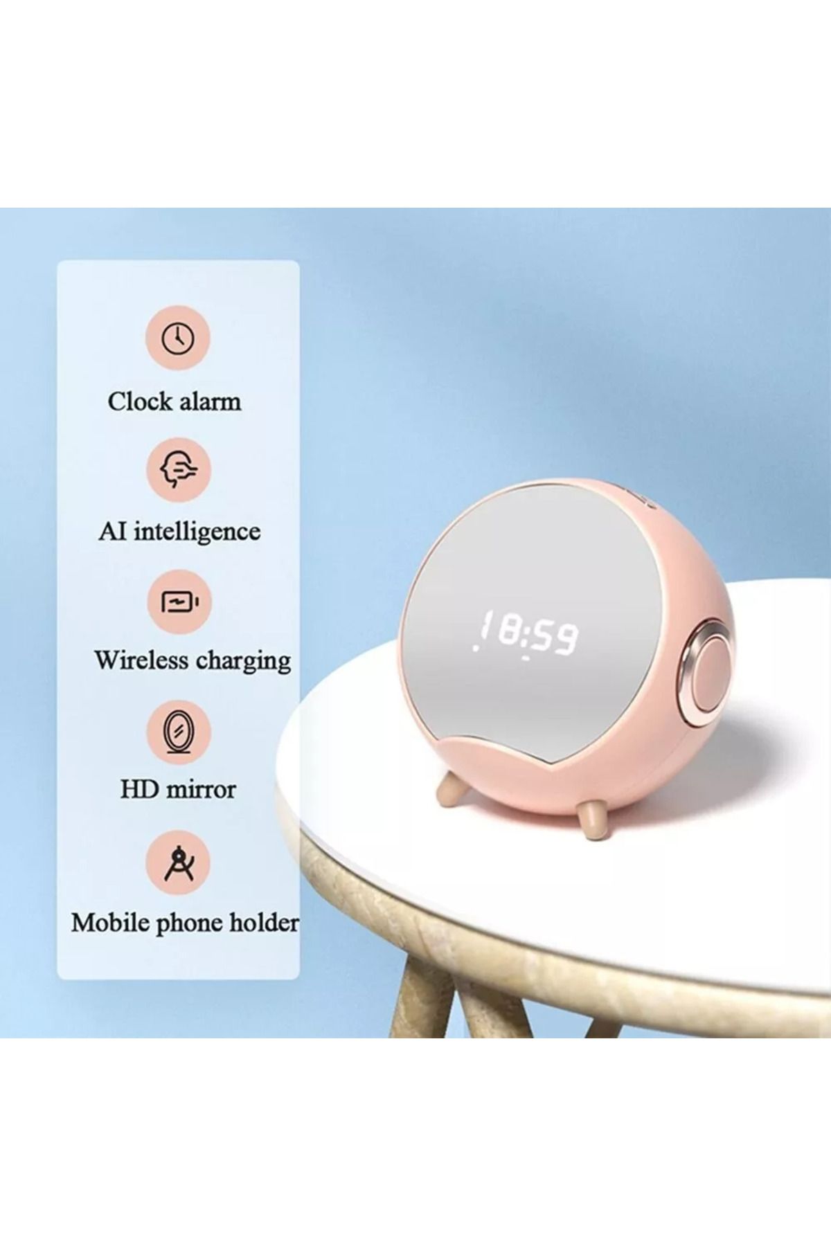 COOYA-Wireless AI Smart Alarm Clock, Audio bluetooth,3 quick select buttons, Denon sound, for home 2