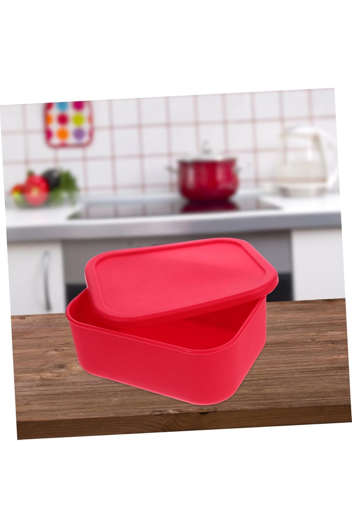 COOYA-2100 ML Silicone Lunch Box,Leak Proof Durable,Dishwasher Safe for Office/Travel/School,Red 8