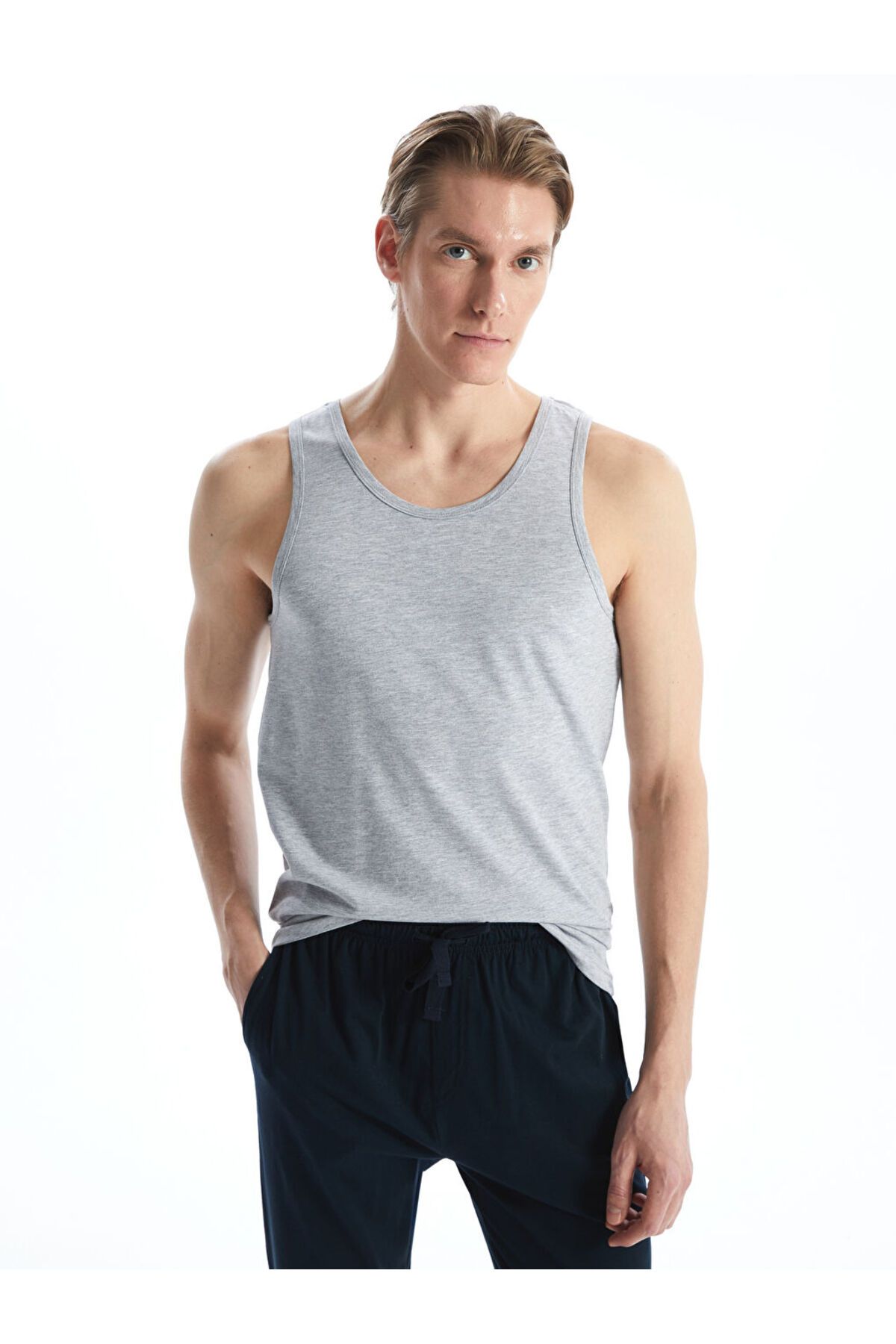 LC Waikiki-Lcw U Collar Combed Cotton Men's Undershirt 2-Piece 3