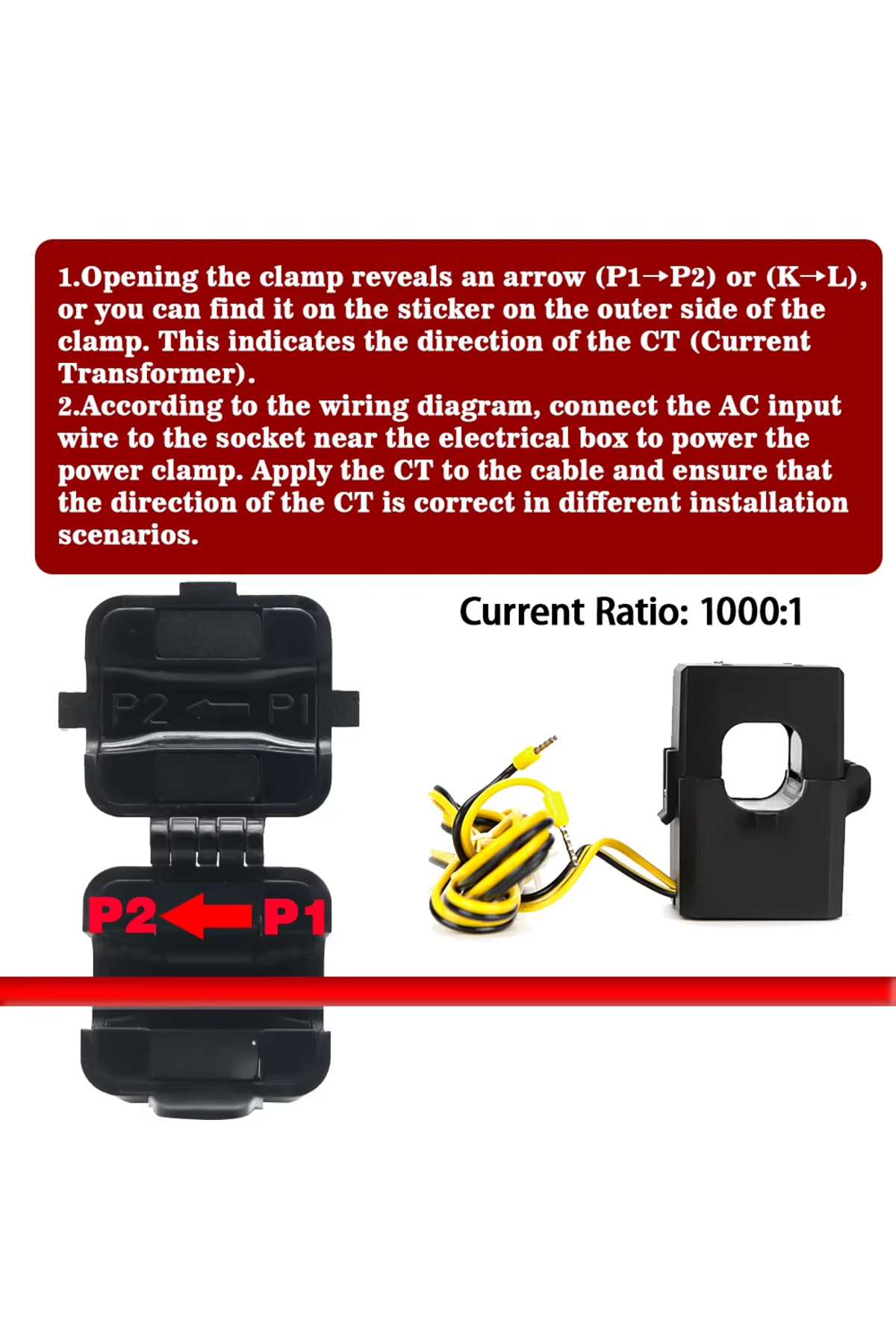 EARUELETRIC-Tuya Wifi Smart Energy Meter 1p N 63a With Current Transformer Clamp Kwh Voltage Current Power Mo... 4
