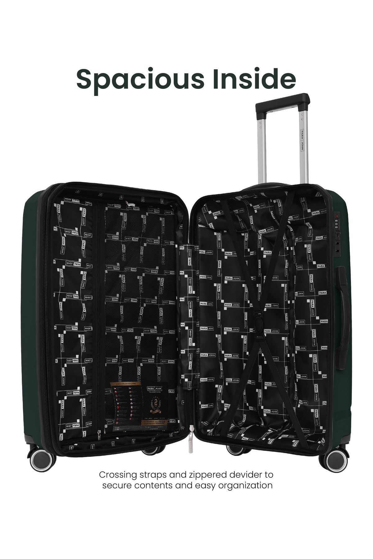 PARAJOHN-Trekova 3 Pieces PP Luggage Trolley Set - ARMY GREEN 2