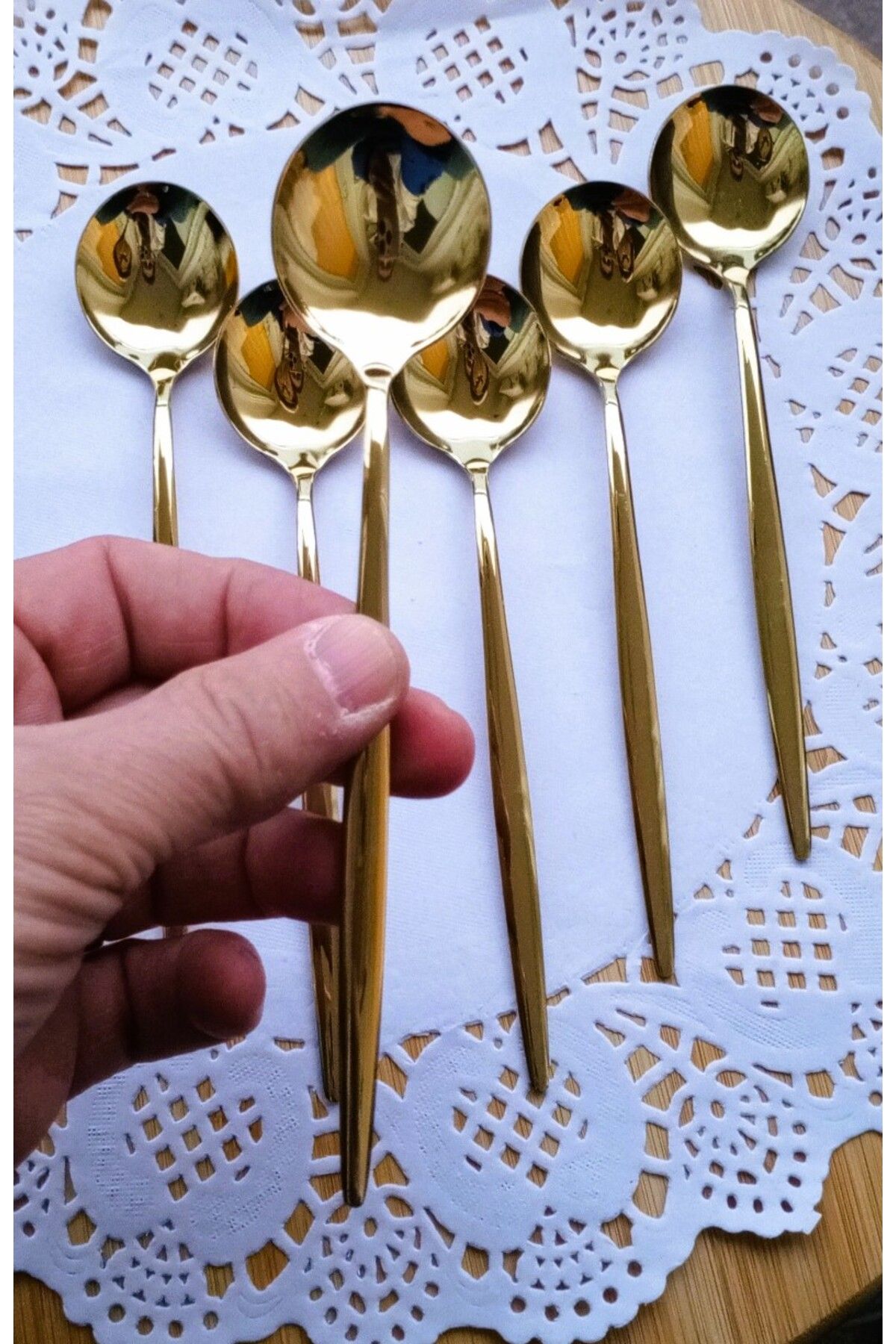 TARIK HOME-Gold Color 6-Piece Luxury Dessert Spoon (18/10) 2