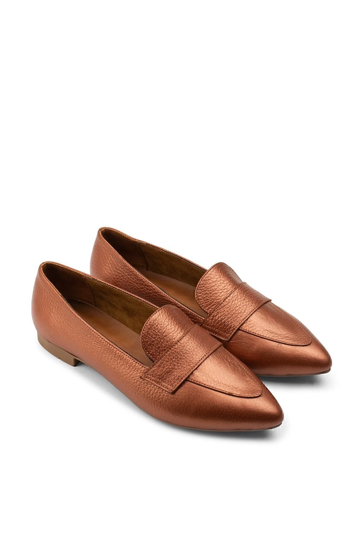 Deery-Genuine Leather Copper Color Women's Ballerinas 5