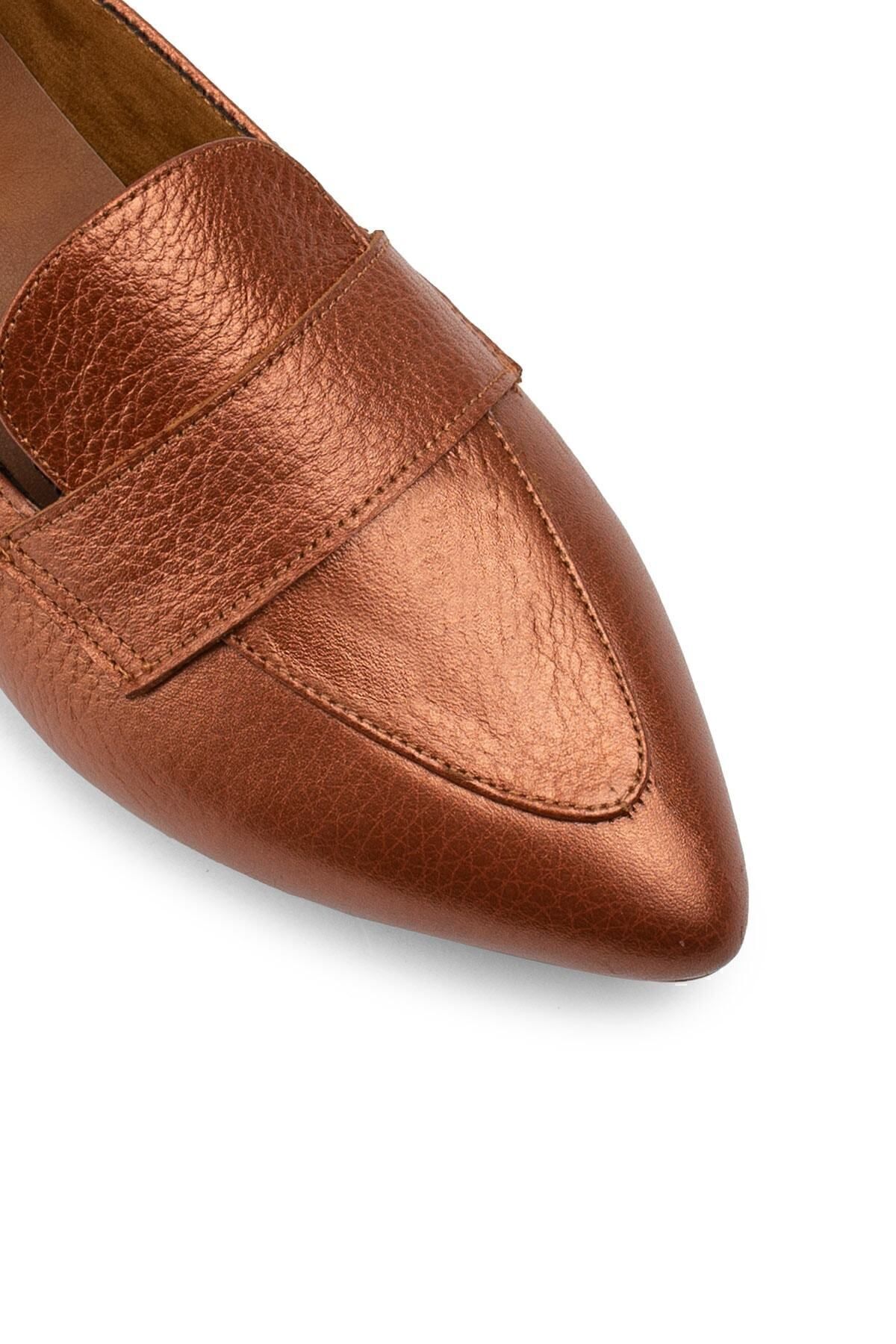 Deery-Genuine Leather Copper Color Women's Ballerinas 8