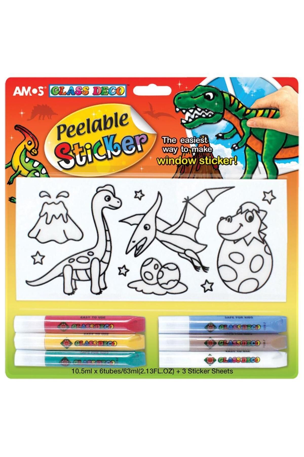 Amos Vitray Cam Boyama Seti Peelable Sticker 10,5Ml*6 D3
