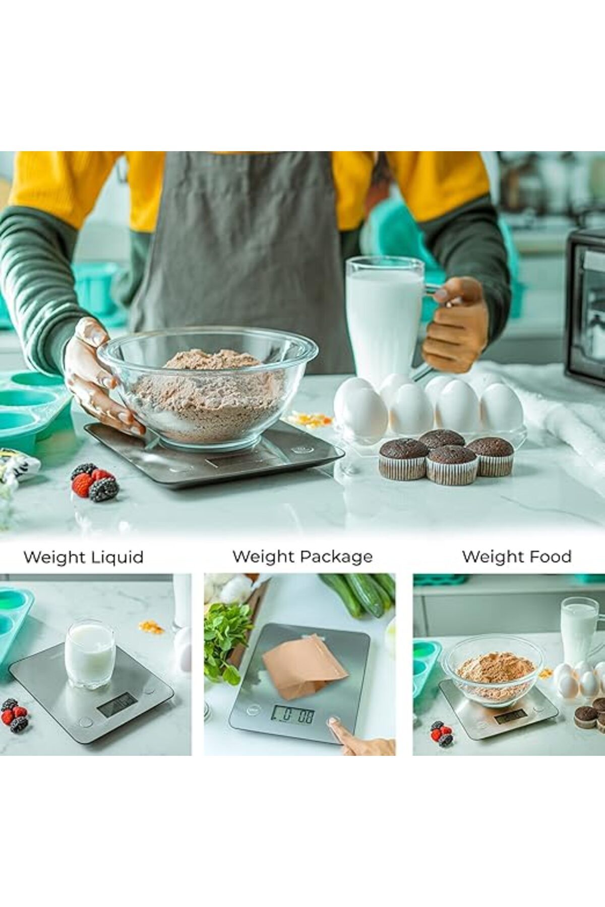 Geepas-Digital Kitchen Scale, White, GKS46507UK 4