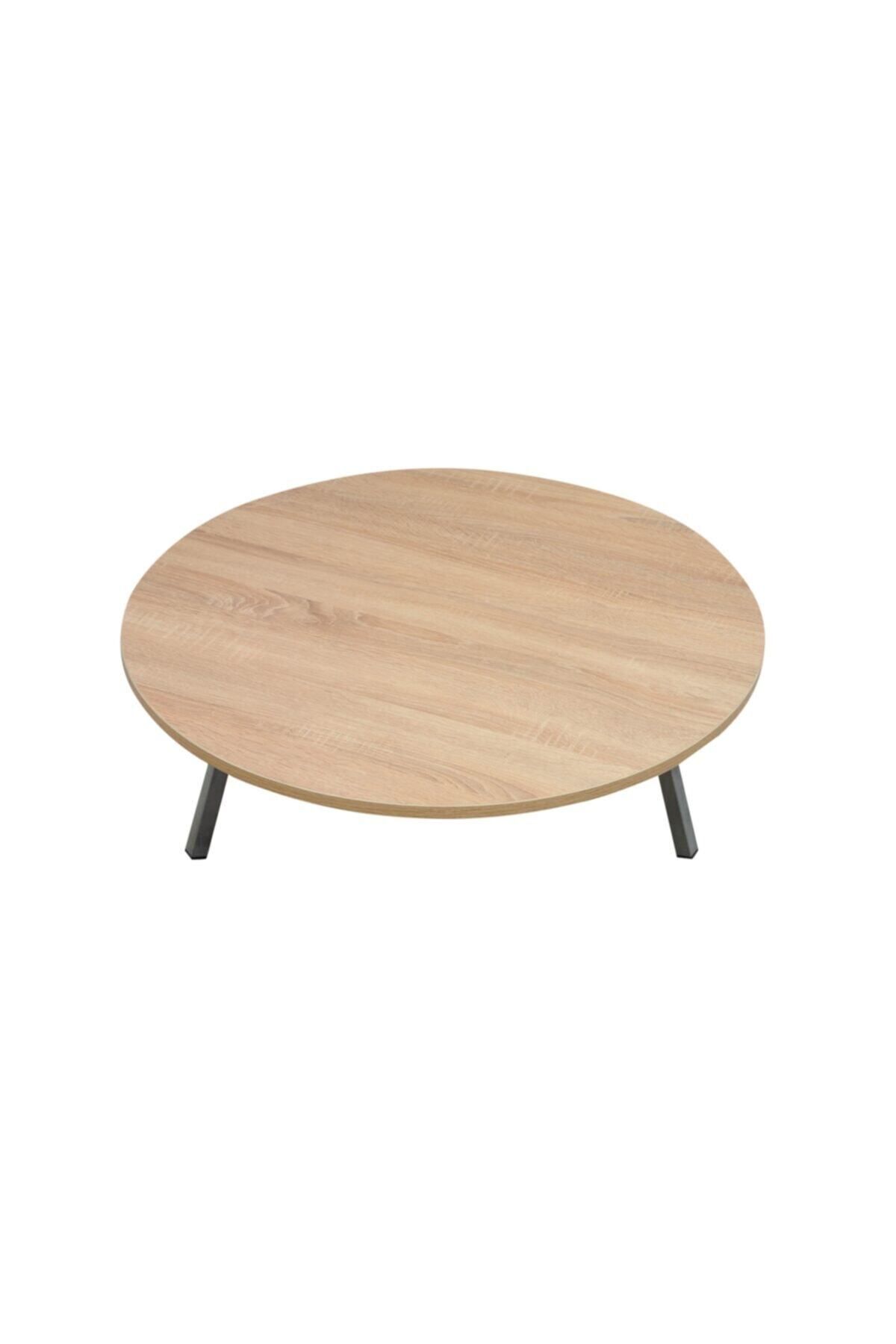 Alesta Life 70 Cm Çap - Ahşap Kaplama Katlanabilir Yer Sofrası Hamur Açma Tahtası Oyun Masası - 21 Cm Yükseklik