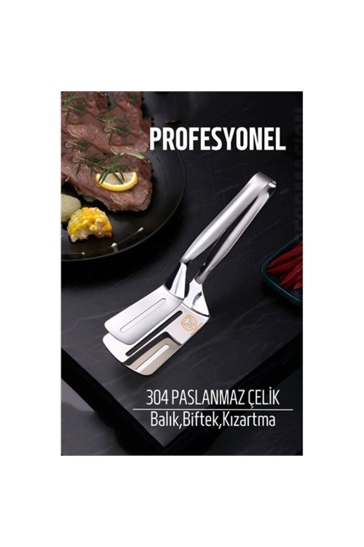 ModaCar Engstore Spatulalı Maşa Biftek Balık Maşası 304 Paslanmaz Çelik