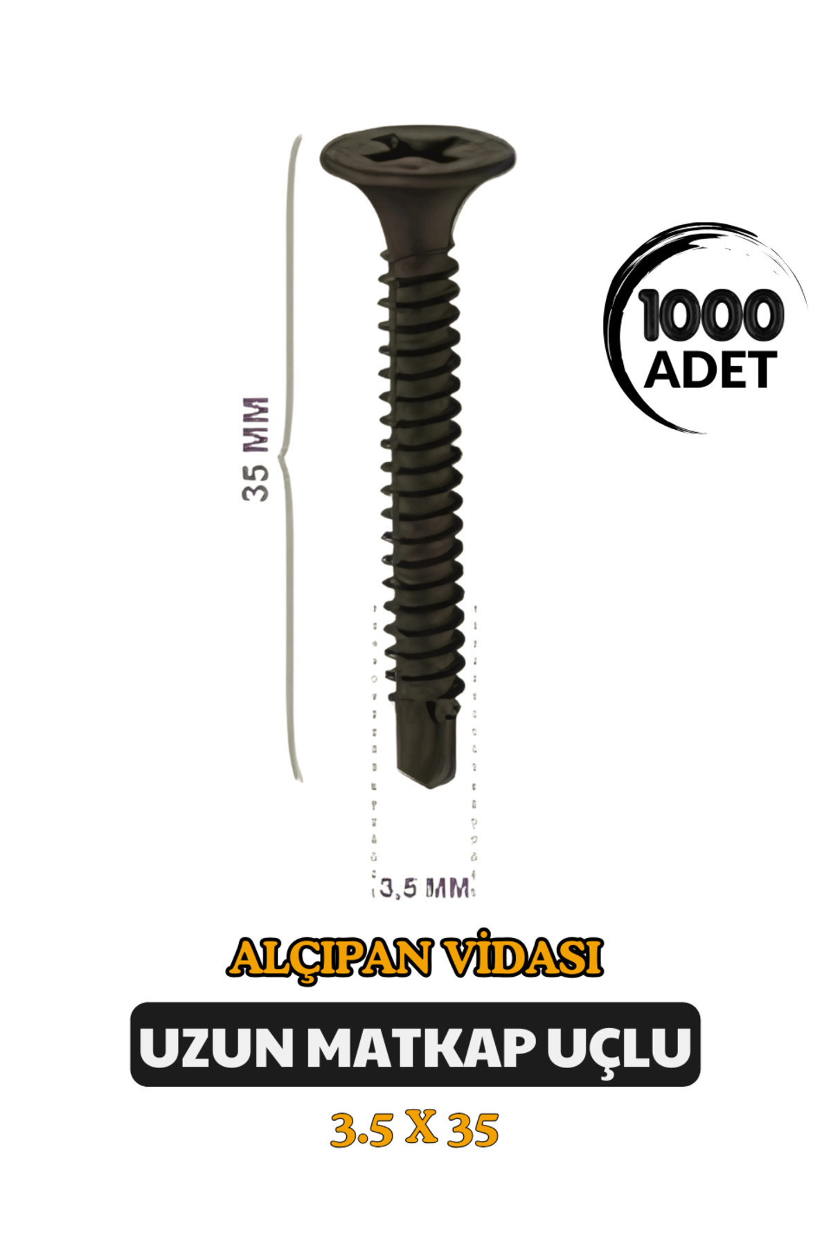 Selectron Matkap Uçlu Alçıpan Vidası 3.5x35 mm  Akıllı Vida 1000 adet (1 kutu)