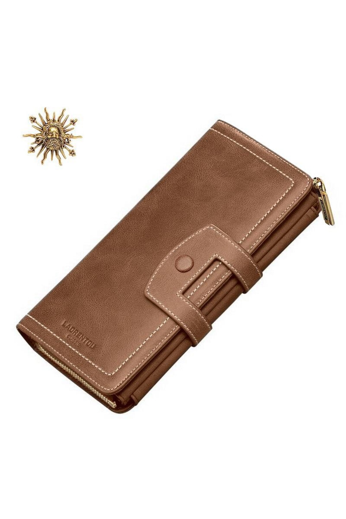 Laorentou  Garavani Hakiki Deri Italyan Malı Fermuarlı Uzun Kadın Cüzdan - Kadın Kartlık - Görsel 8