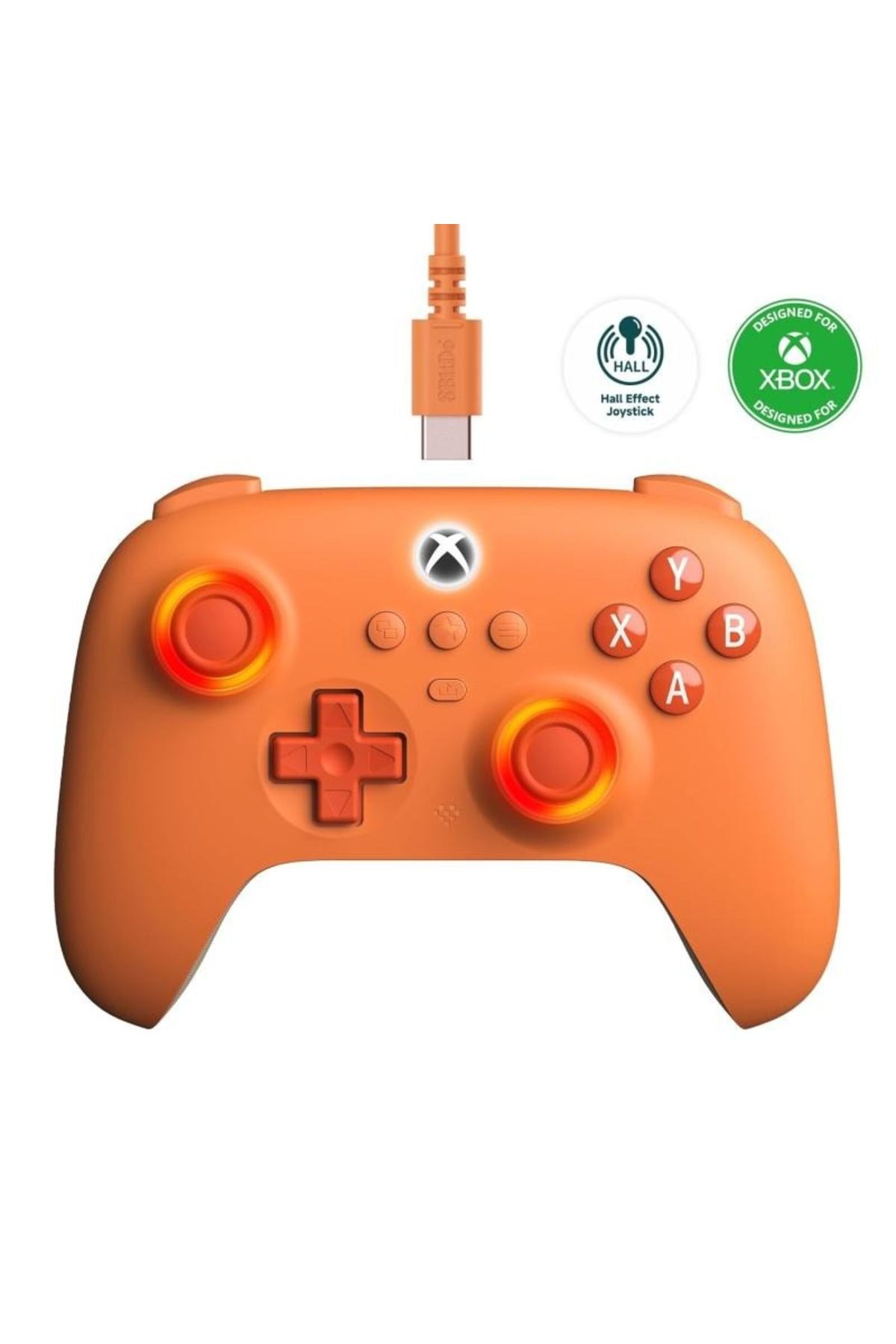 8Bitdo Ultimate C Kablolu Hall Effect Controller Xbox Series X Series S - 0ne & Windows PC Turuncu