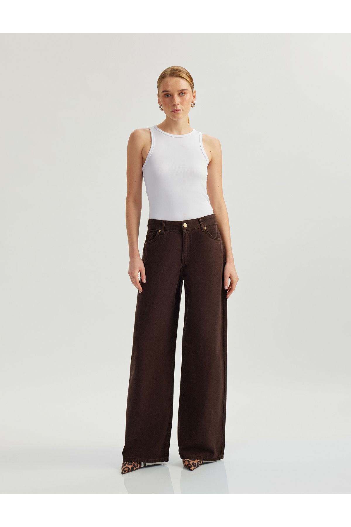 Koton-Loose Fit Wide Leg Pocket Denim Trousers - Loose Straight Fit Jeans 2