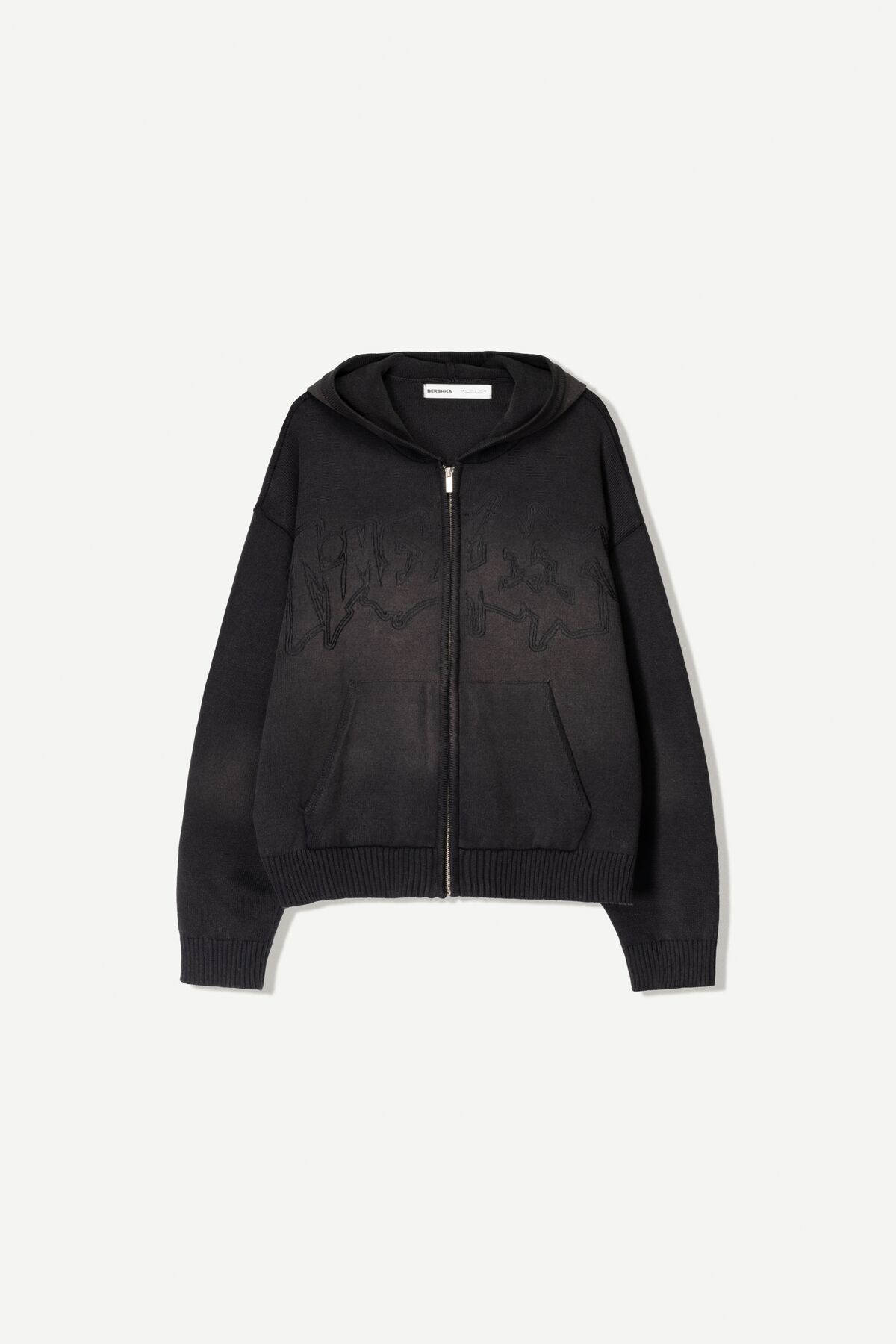 سویشرت کلاهدار گلدوزی شده و رنگ و رو رفته Bershka