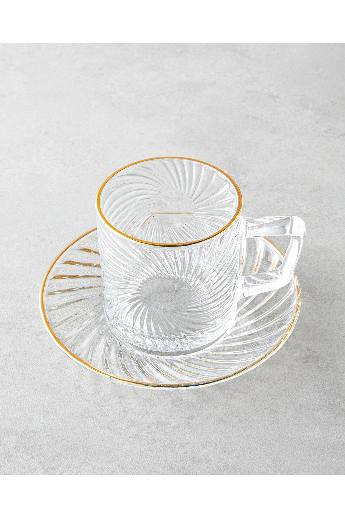 English Home-4 Pcs 2-Person 170ml Goldie Glass Teacup Set 3