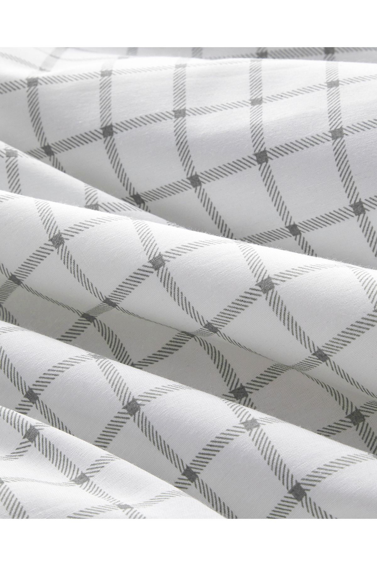 English Home-Simple Checks Easy-Iron Double Duvet Cover Set 200X220 cm Gray 7