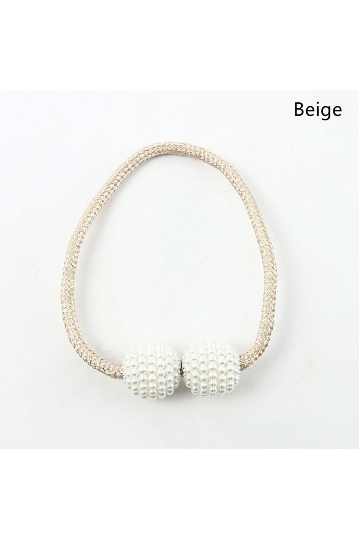 Choice-1PC Beige 2PCS Pearl Magnetic Curtain Clip Curtain Holders Tie Back Buckle Clips Hanging Ball Buckle 1