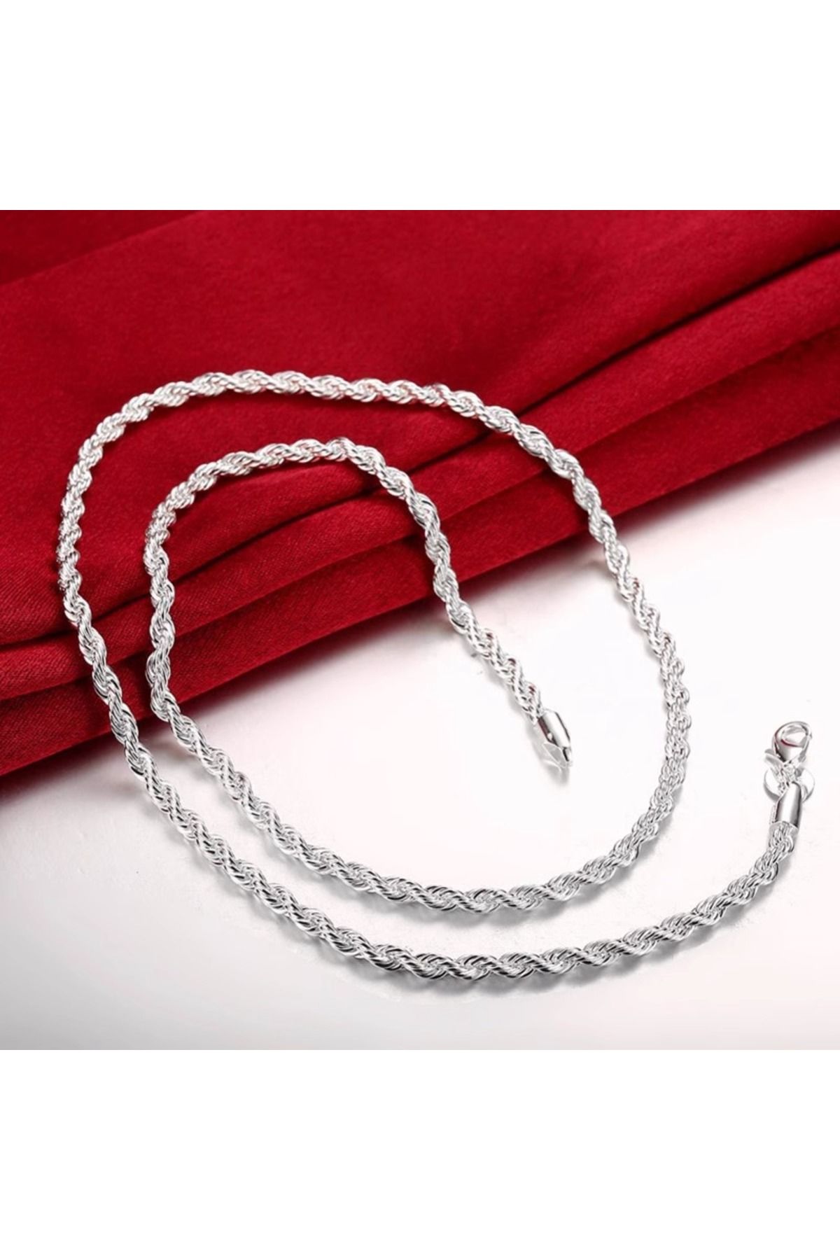 Choice-40cm and 20cm 4mm fashionable Fried Dough Twists necklace jewelry men's and women's necklace bracele 3