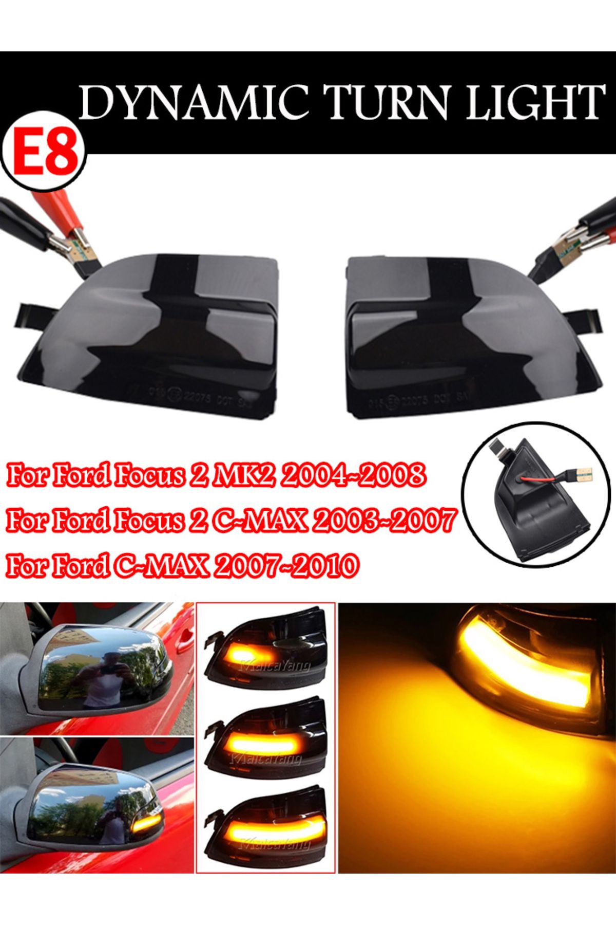 Choice-Dynamic Turn Signal Blinker Sequential Side Mirror Flasher For Ford Focus 2 MK2 C-MAX 2003 -2010 8