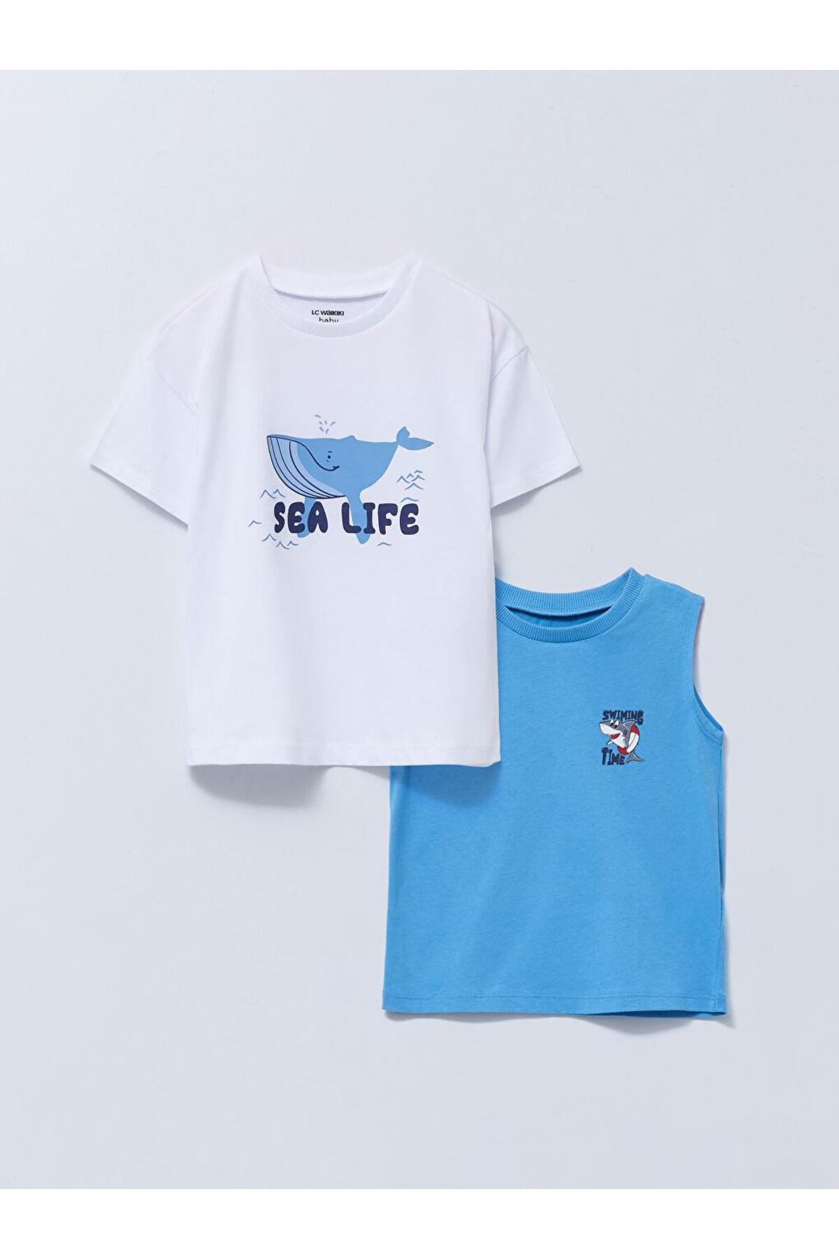 LC Waikiki Bisiklet Yaka Baskılı Erkek Bebek Tişört Ve Atlet 2'li Takım (S2) fotoğrafı 2 (önizleme)