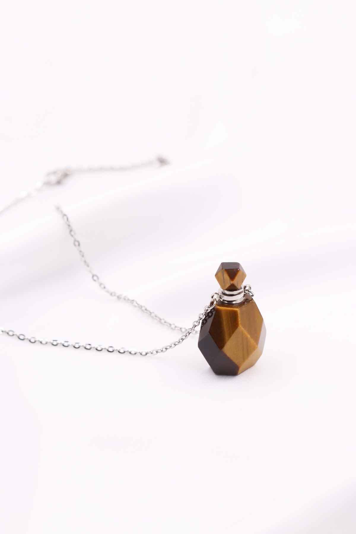 Tiger Eye Stone Natural Stone Design Necklace Perfume Essence Bottle