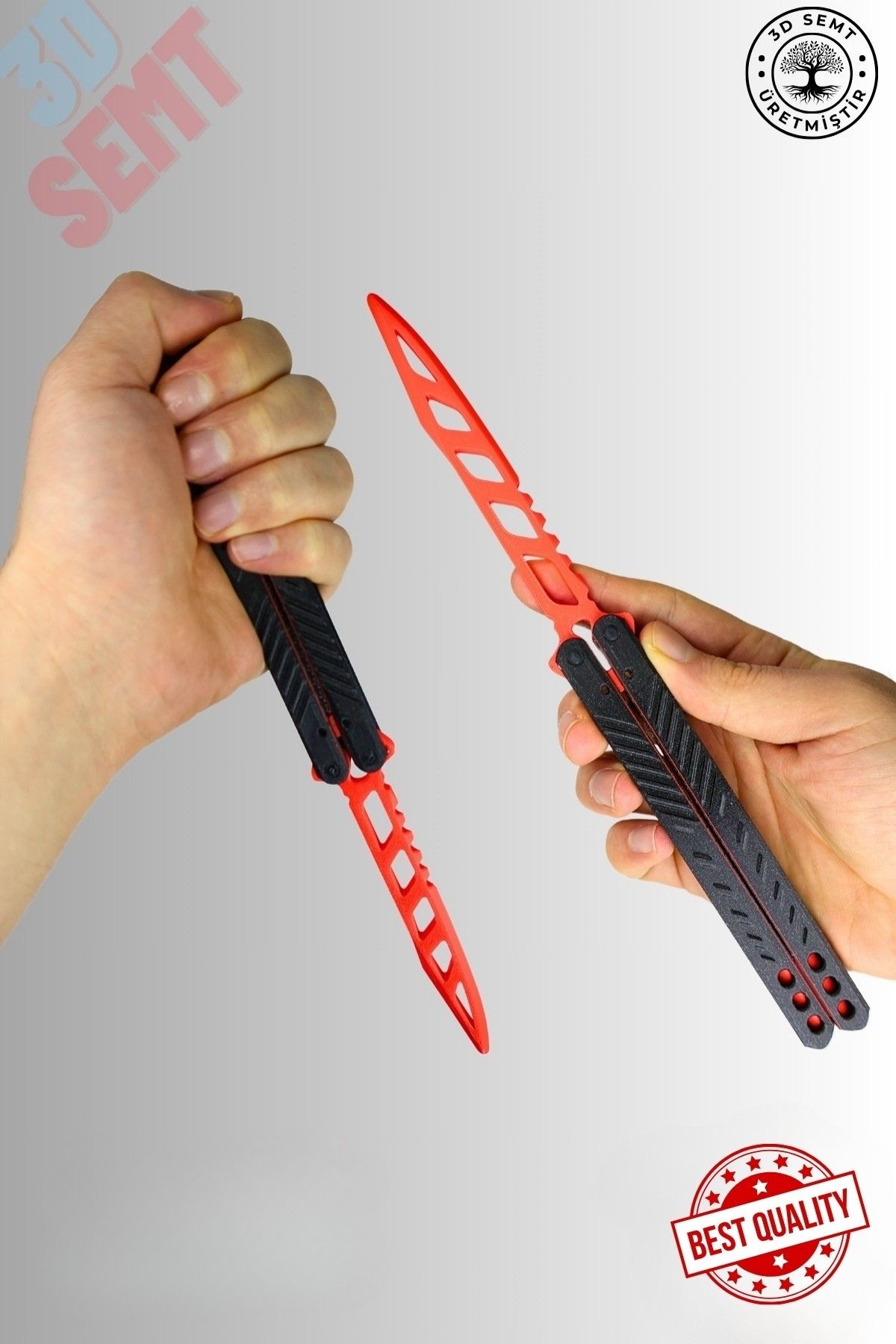 3DSEMT Plastik Antreman Kelebeği | Butterfly Knife | Dayanıklı Eğitim Aleti | Kırmızı Ve Kolay Kullanım