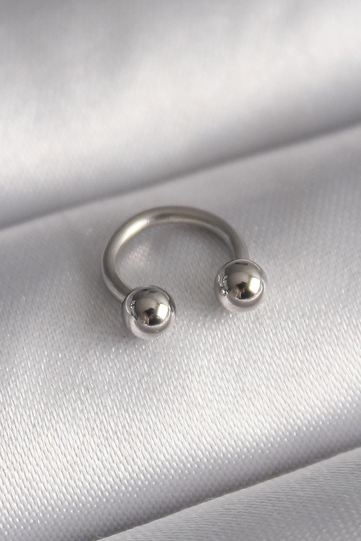 Celira Çelik Gümüş Renk Halka Model Topçuk Piercing