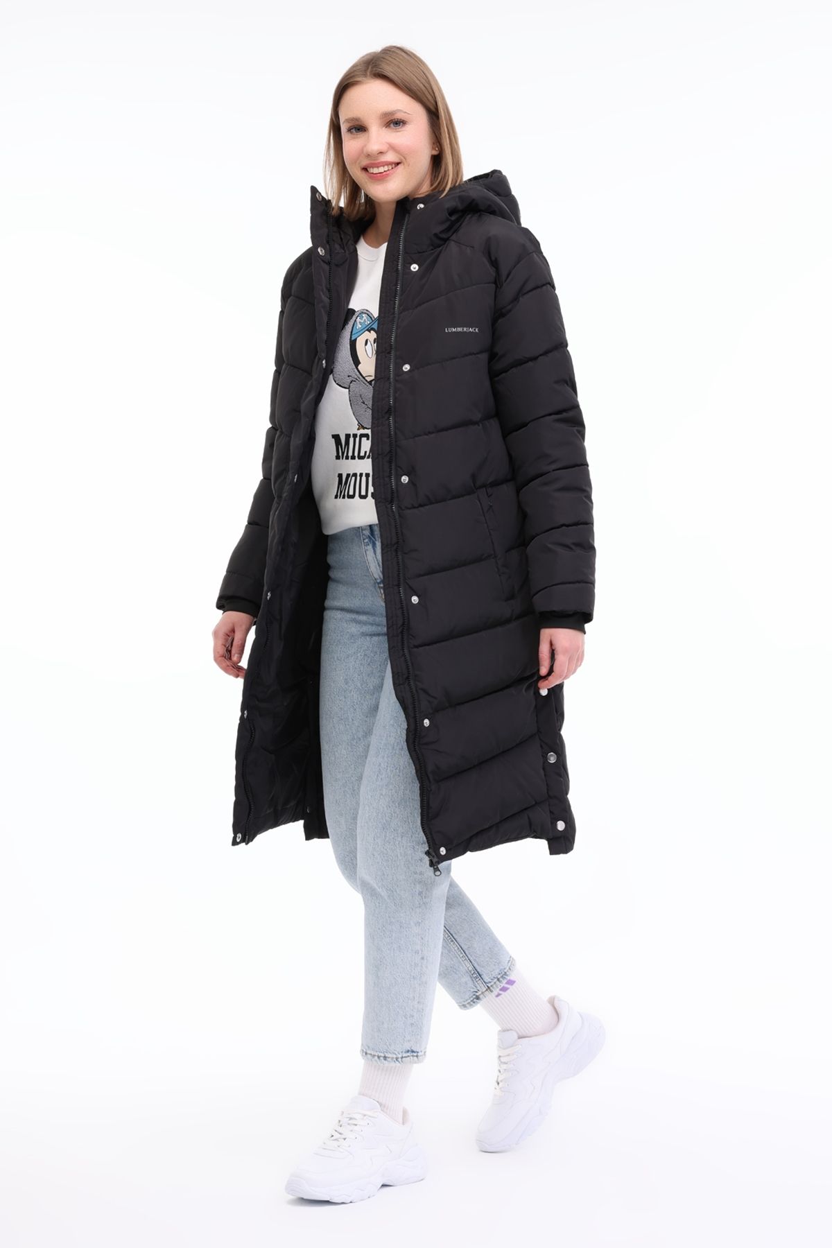 lumberjack-Wl Ulrika 3Ukr102 4Pr Black Women's Long Coat 5