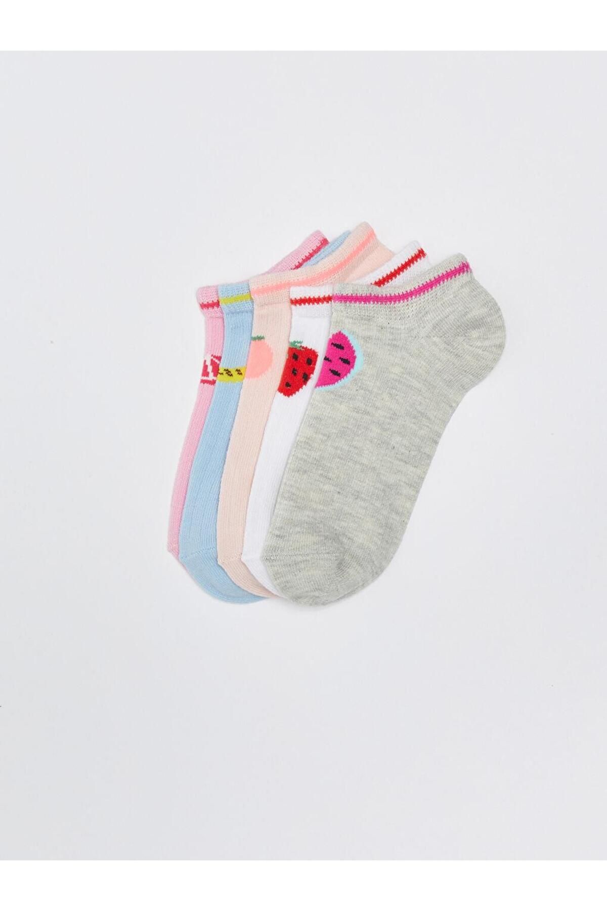 LC Waikiki-Ciorapi papuci pentru fete cu model, pachet de 5 (S3) 3