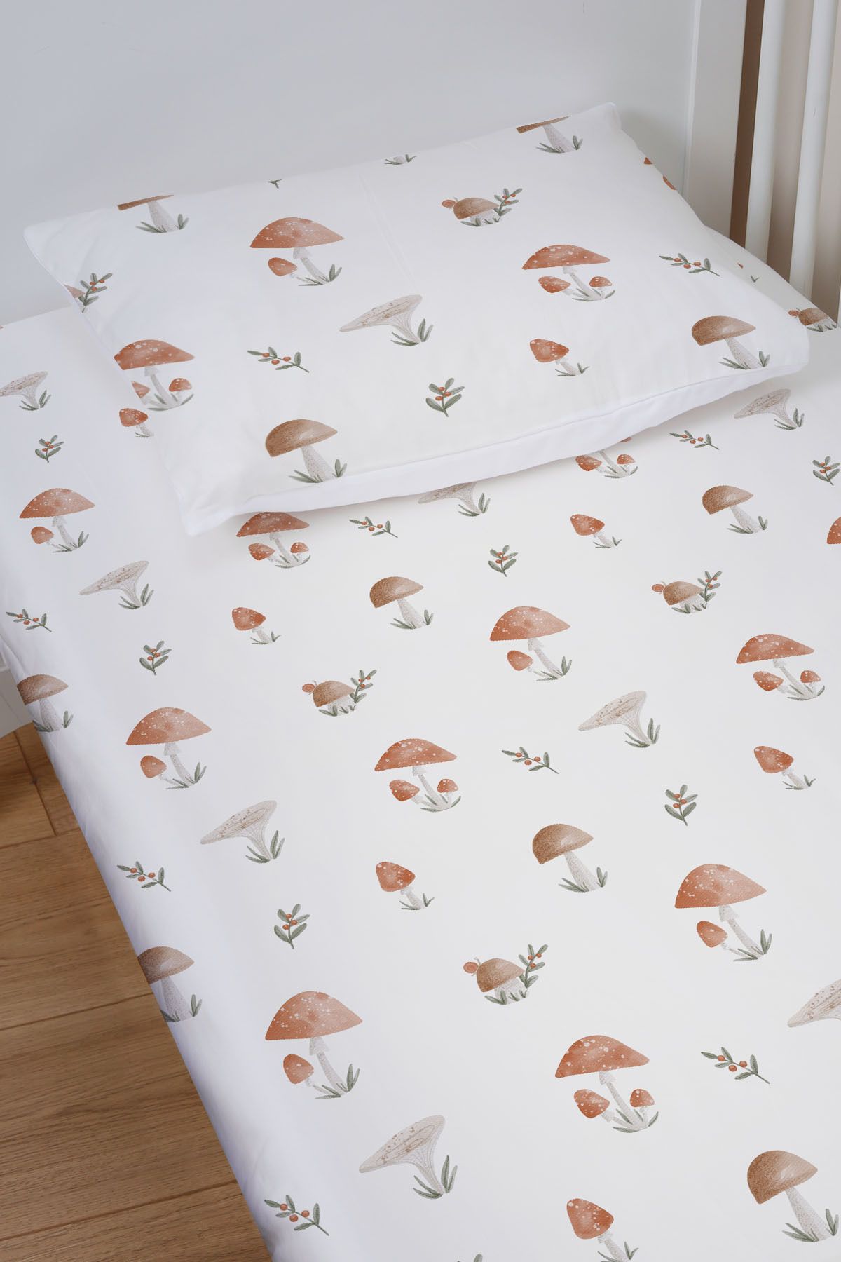 Markkombin-Organic Baby Size Fitted Sheet Set - Natural Mushrooms 2