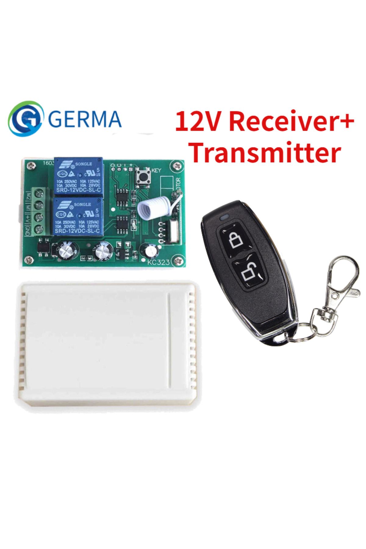GERMA-1 RC and 1 Receiver GERMA 433Mhz Universal Wireless Remote Control Switch DC 12V 2CH RF Relay Receiv 1