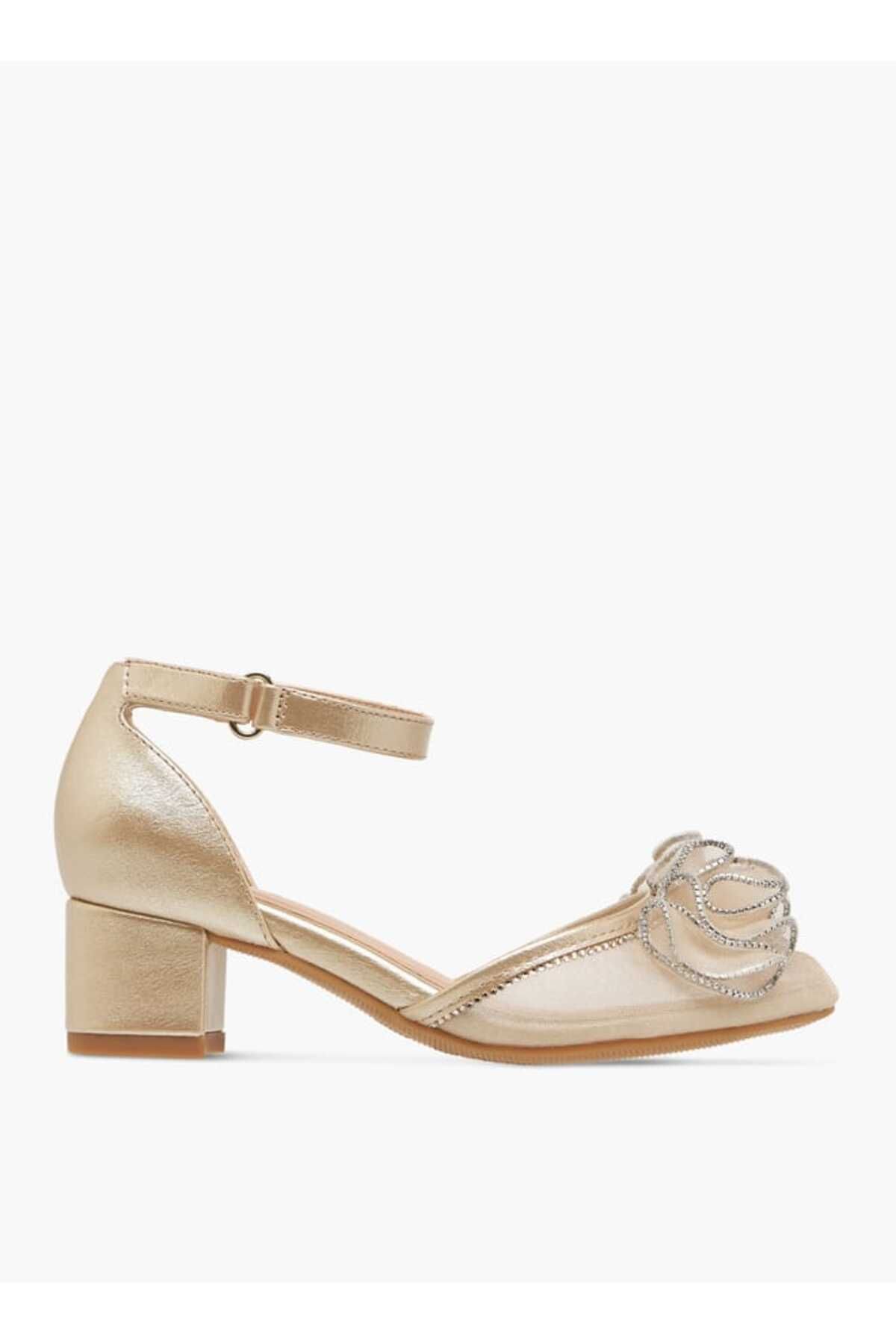 Celeste-Girl's Embellished Block Heeled Sandals with Hook and Loop Closure 3