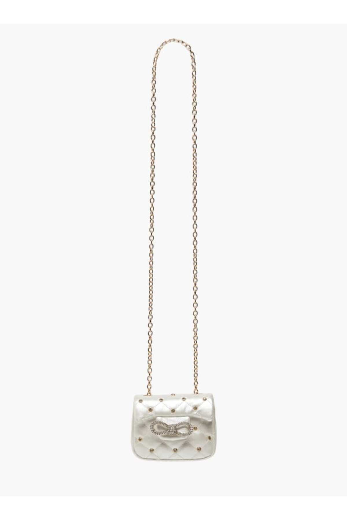 Little Missy-Embellished Crossbody Bag with Chain Strap and Button Closure 2